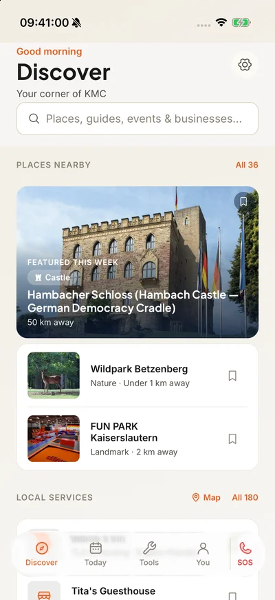 Boris™ 2.0 Discover tab: local places, guides and events