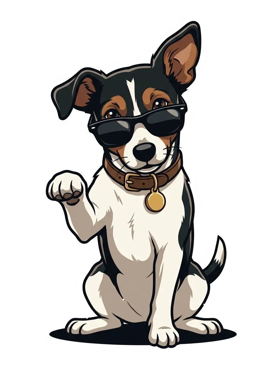 Boris™, the Jack Russell terrier mascot, waving
